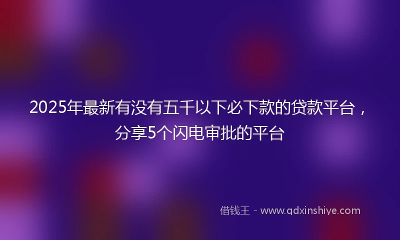 2025年最新有没有五千以下必下款的贷款平台，分享5个闪电审批的平台
