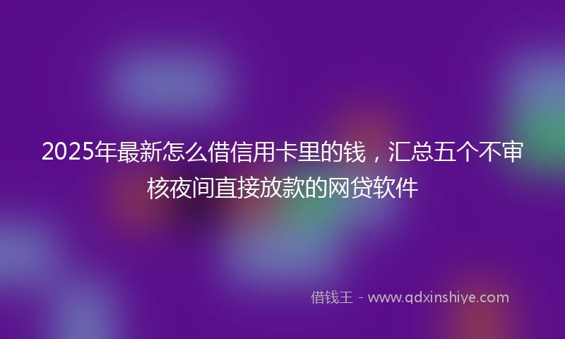 2025年最新怎么借信用卡里的钱，汇总五个不审核夜间直接放款的网贷软件