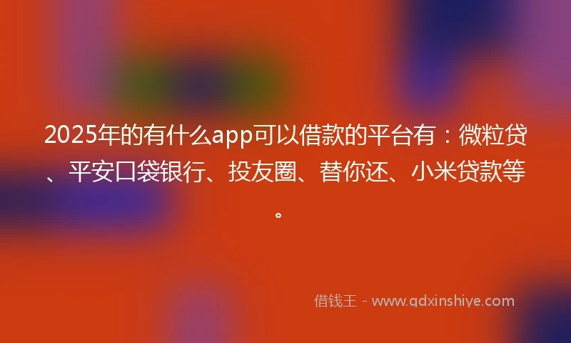 2025年的有什么app可以借款的平台有：微粒贷、平安口袋银行、投友圈、替你还、小米贷款等。