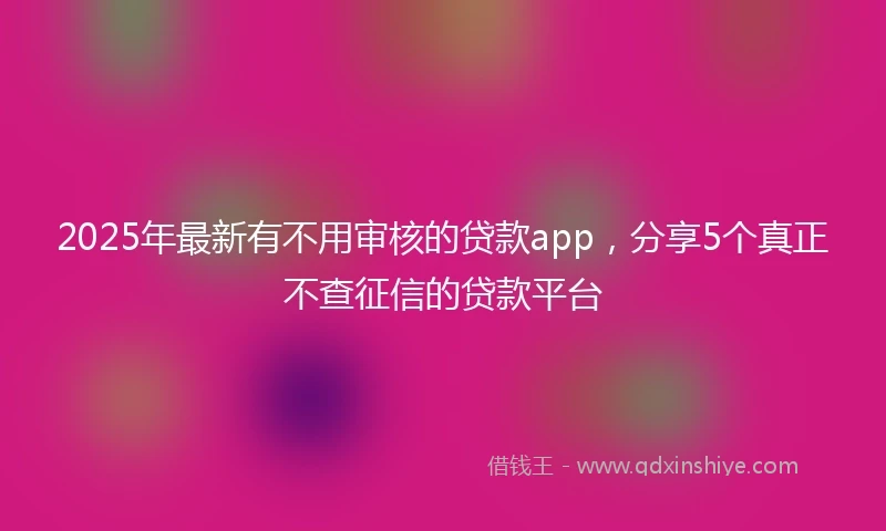 2025年最新有不用审核的贷款app，分享5个真正不查征信的贷款平台