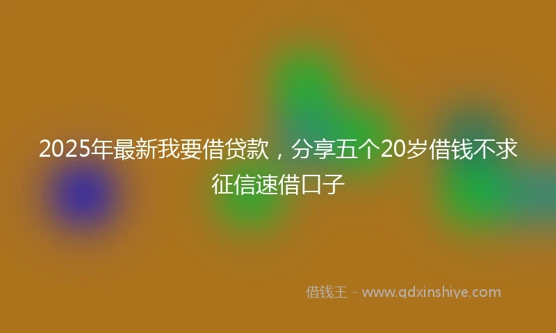 2025年最新我要借贷款，分享五个20岁借钱不求征信速借口子