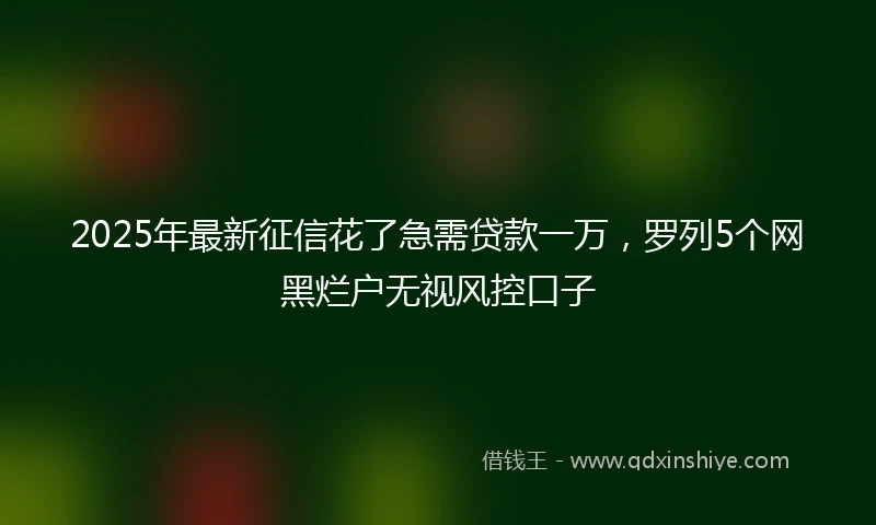 2025年最新征信花了急需贷款一万，罗列5个网黑烂户无视风控口子