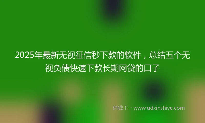 2025年最新无视征信秒下款的软件，总结五个无视负债快速下款长期网贷的口子