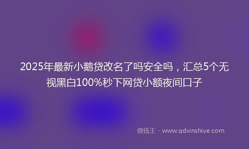 2025年最新小鹅贷改名了吗安全吗，汇总5个无视黑白100%秒下网贷小额夜间口子