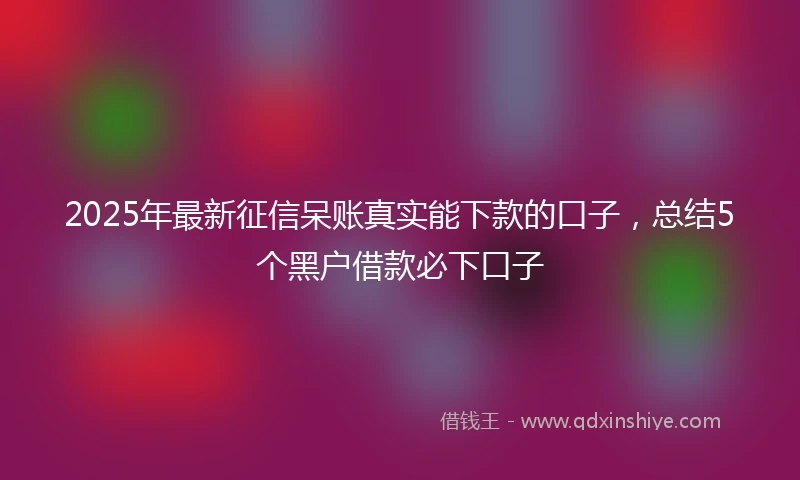 2025年最新征信呆账真实能下款的口子，总结5个黑户借款必下口子