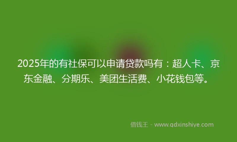 2025年的有社保可以申请贷款吗有：超人卡、京东金融、分期乐、美团生活费、小花钱包等。