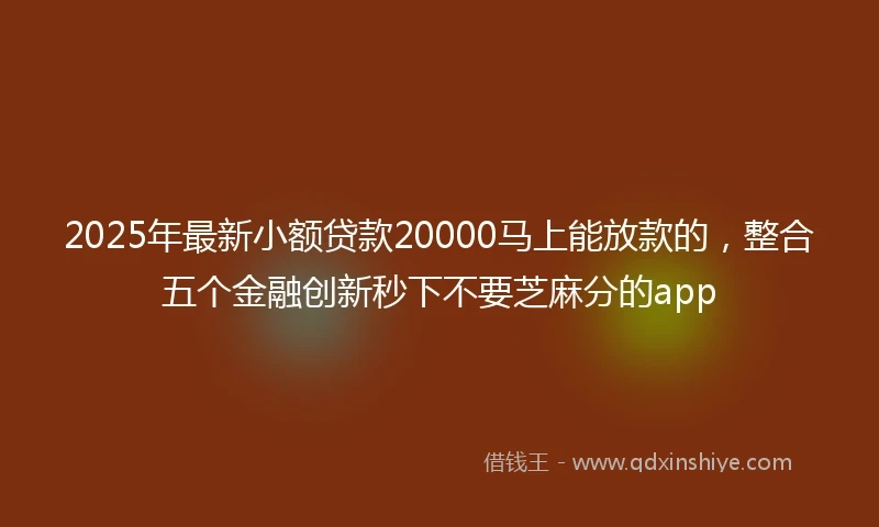 2025年最新小额贷款20000马上能放款的，整合五个金融创新秒下不要芝麻分的app