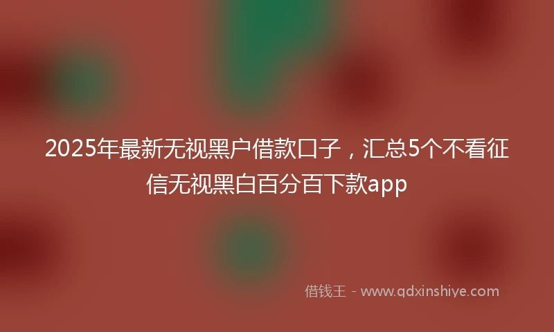 2025年最新无视黑户借款口子，汇总5个不看征信无视黑白百分百下款app