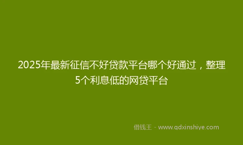 2025年最新征信不好贷款平台哪个好通过，整理5个利息低的网贷平台