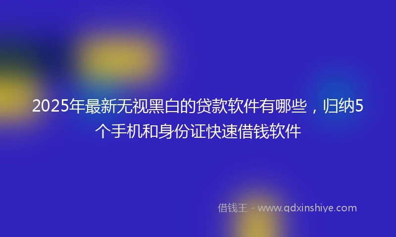 2025年最新无视黑白的贷款软件有哪些，归纳5个手机和身份证快速借钱软件