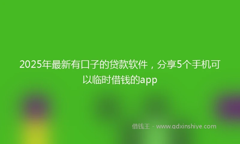 2025年最新有口子的贷款软件，分享5个手机可以临时借钱的app