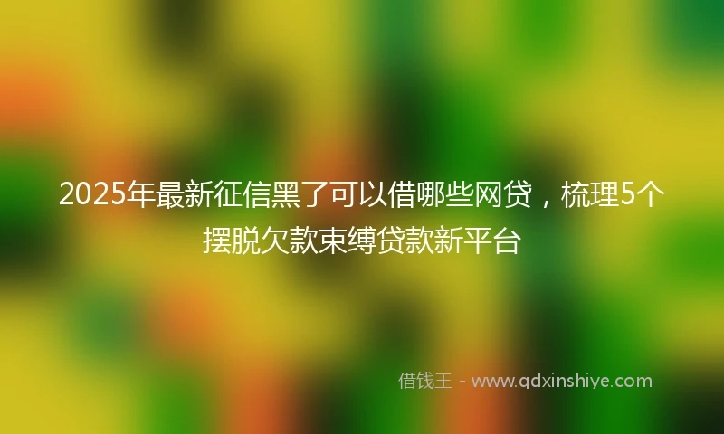 2025年最新征信黑了可以借哪些网贷，梳理5个摆脱欠款束缚贷款新平台