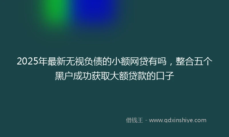 2025年最新无视负债的小额网贷有吗，整合五个黑户成功获取大额贷款的口子