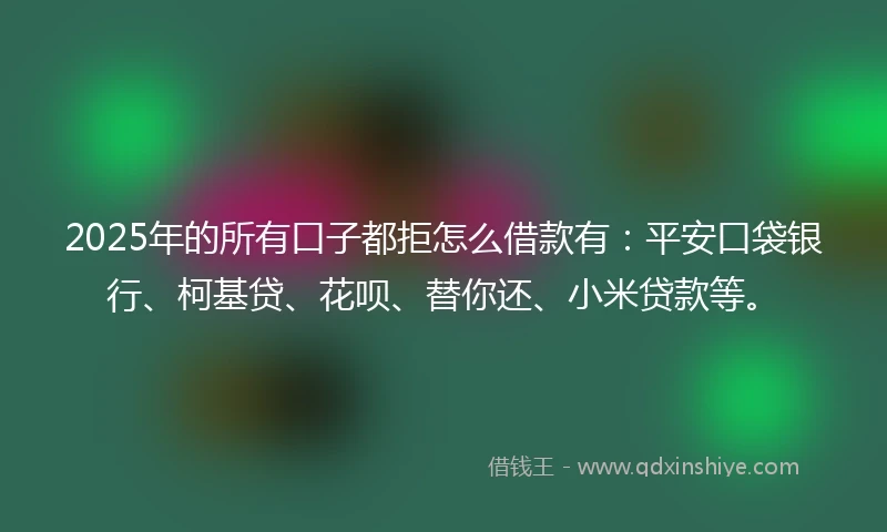 2025年的所有口子都拒怎么借款有：平安口袋银行、柯基贷、花呗、替你还、小米贷款等。