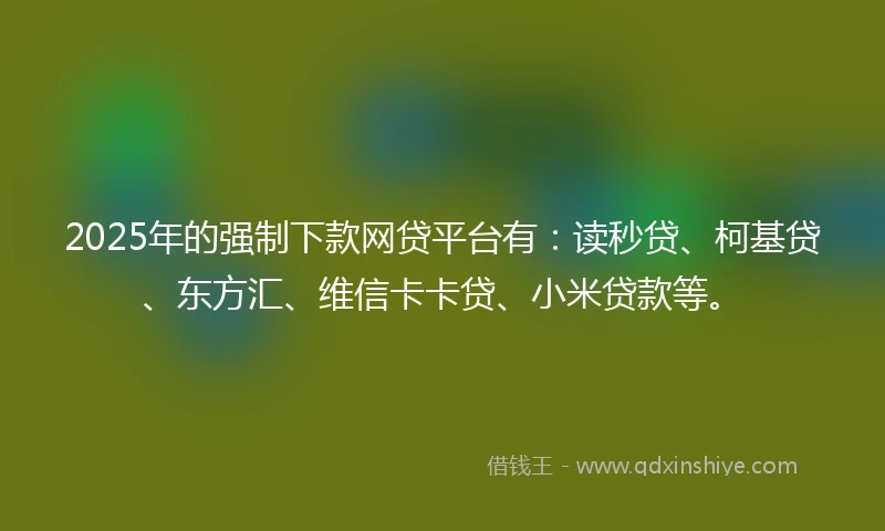 2025年的强制下款网贷平台有：读秒贷、柯基贷、东方汇、维信卡卡贷、小米贷款等。