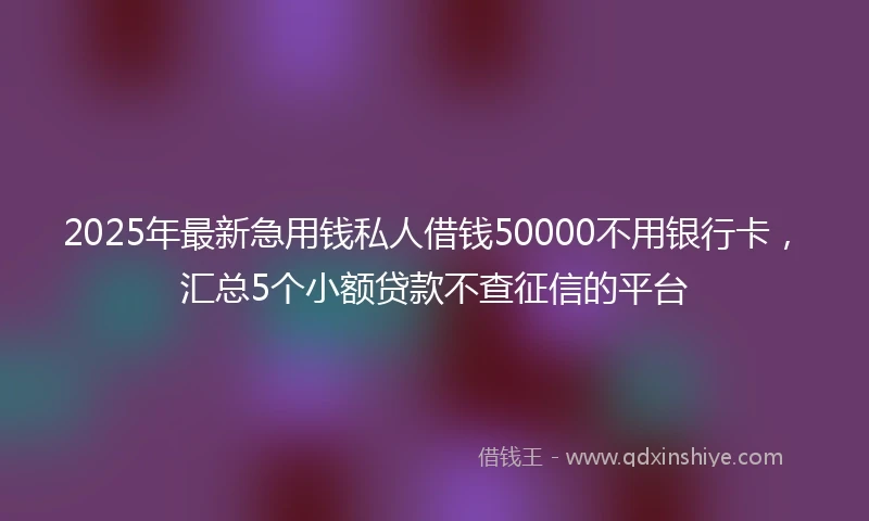 2025年最新急用钱私人借钱50000不用银行卡，汇总5个小额贷款不查征信的平台