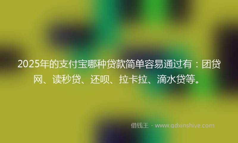 2025年的支付宝哪种贷款简单容易通过有：团贷网、读秒贷、还呗、拉卡拉、滴水贷等。