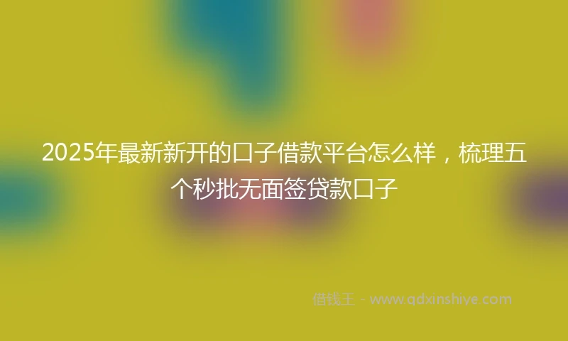 2025年最新新开的口子借款平台怎么样，梳理五个秒批无面签贷款口子