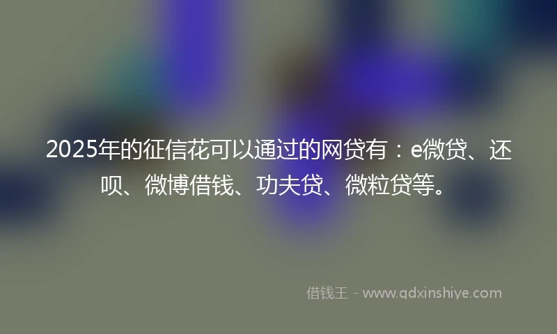 2025年的征信花可以通过的网贷有：e微贷、还呗、微博借钱、功夫贷、微粒贷等。