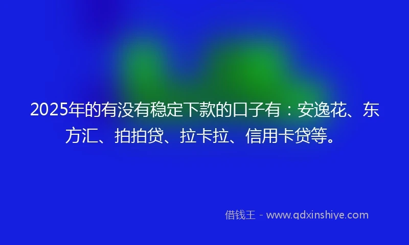 2025年的有没有稳定下款的口子有：安逸花、东方汇、拍拍贷、拉卡拉、信用卡贷等。