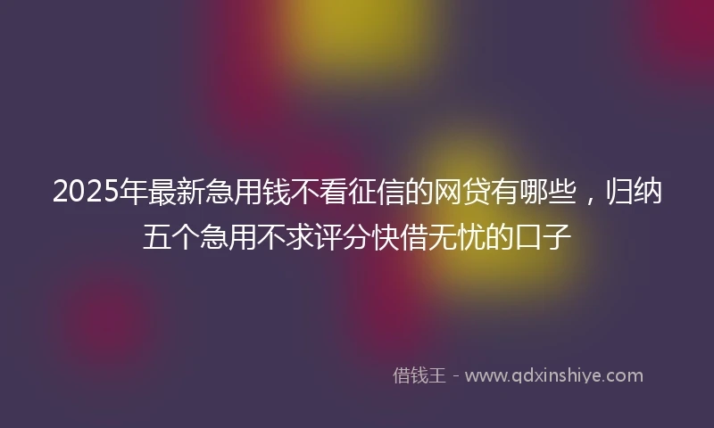 2025年最新急用钱不看征信的网贷有哪些，归纳五个急用不求评分快借无忧的口子