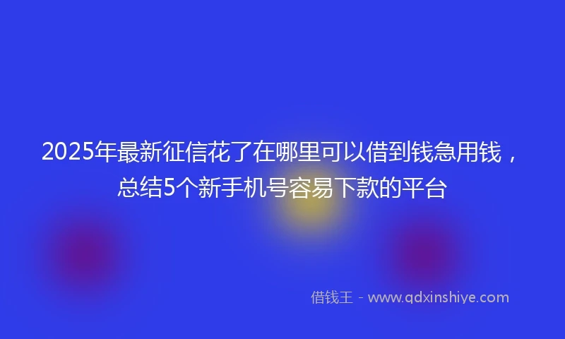 2025年最新征信花了在哪里可以借到钱急用钱，总结5个新手机号容易下款的平台
