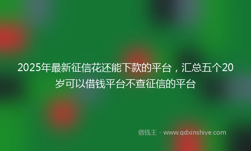 2025年最新征信花还能下款的平台，汇总五个20岁可以借钱平台不查征信的平台