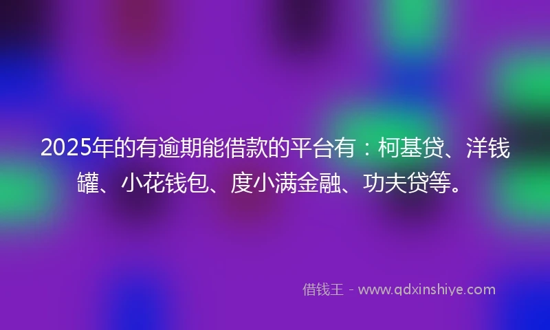 2025年的有逾期能借款的平台有：柯基贷、洋钱罐、小花钱包、度小满金融、功夫贷等。