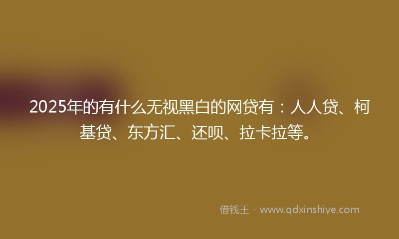 2025年的有什么无视黑白的网贷有：人人贷、柯基贷、东方汇、还呗、拉卡拉等。