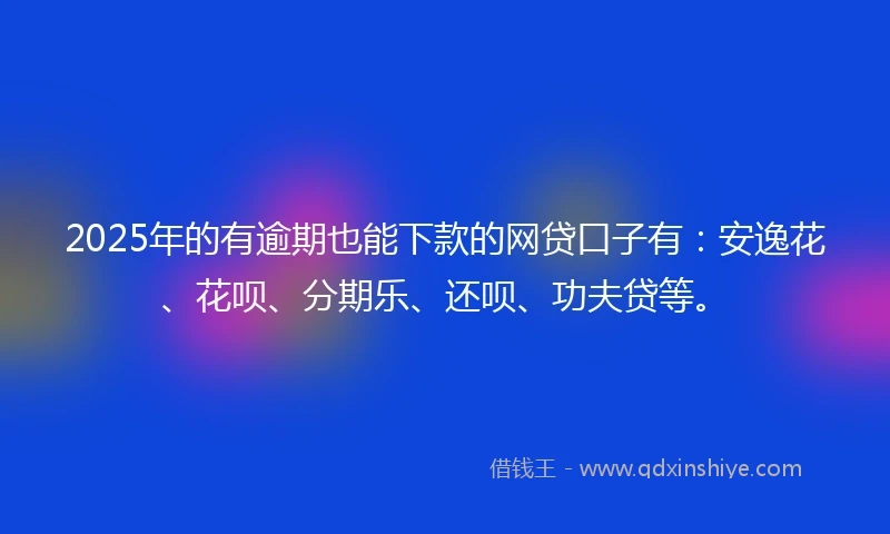 2025年的有逾期也能下款的网贷口子有：安逸花、花呗、分期乐、还呗、功夫贷等。