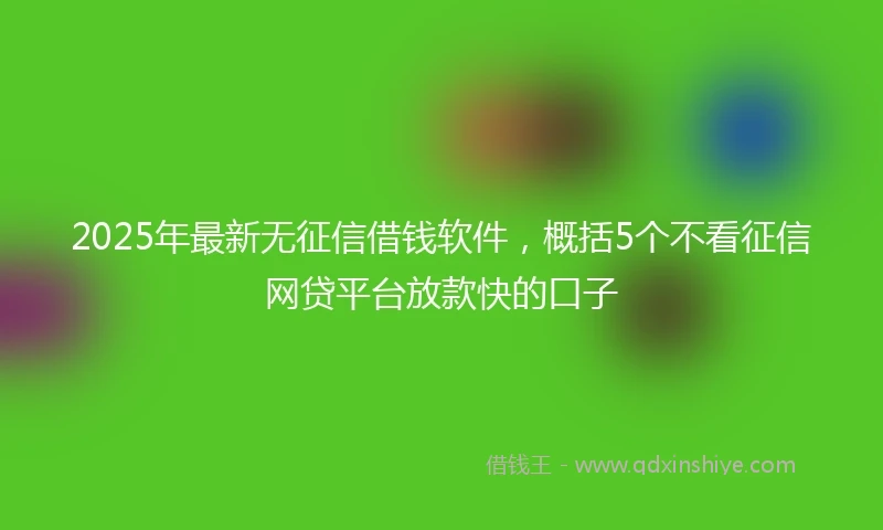 2025年最新无征信借钱软件，概括5个不看征信网贷平台放款快的口子