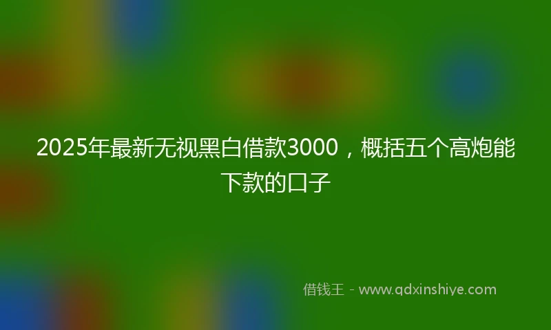 2025年最新无视黑白借款3000，概括五个高炮能下款的口子