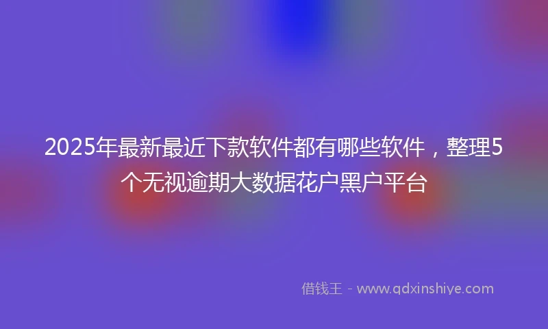 2025年最新最近下款软件都有哪些软件，整理5个无视逾期大数据花户黑户平台