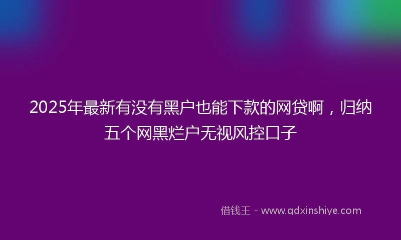 2025年最新有没有黑户也能下款的网贷啊，归纳五个网黑烂户无视风控口子