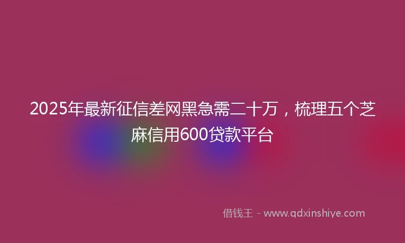 2025年最新征信差网黑急需二十万，梳理五个芝麻信用600贷款平台