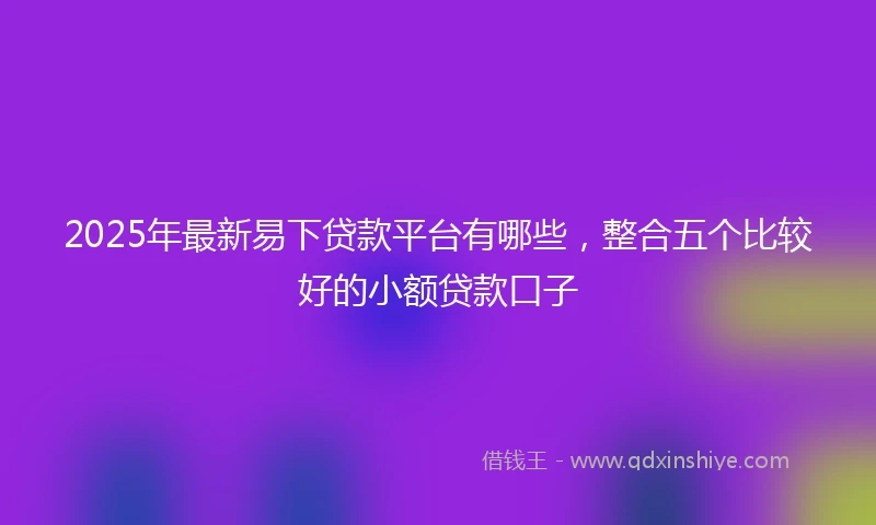 2025年最新易下贷款平台有哪些，整合五个比较好的小额贷款口子