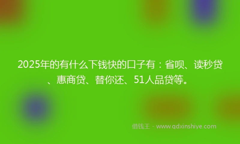 2025年的有什么下钱快的口子有：省呗、读秒贷、惠商贷、替你还、51人品贷等。