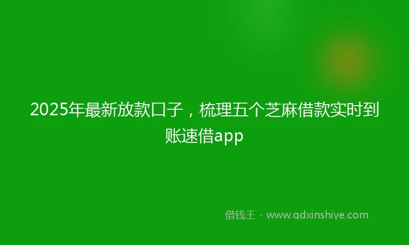 2025年最新放款口子，梳理五个芝麻借款实时到账速借app