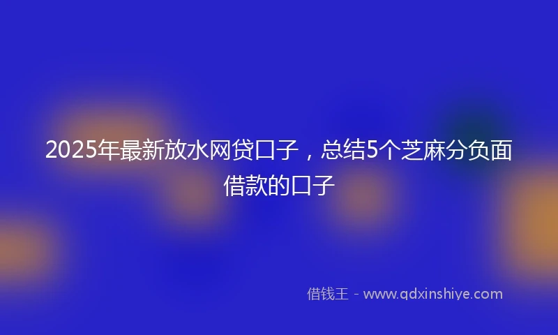 2025年最新放水网贷口子，总结5个芝麻分负面借款的口子