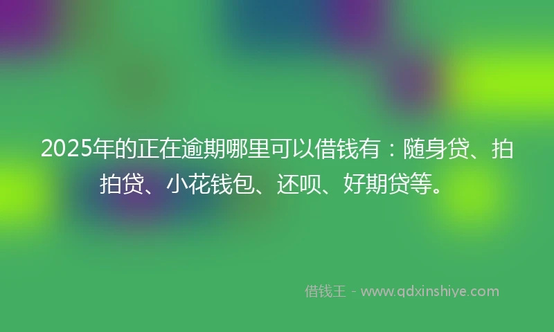 2025年的正在逾期哪里可以借钱有：随身贷、拍拍贷、小花钱包、还呗、好期贷等。