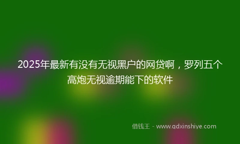 2025年最新有没有无视黑户的网贷啊，罗列五个高炮无视逾期能下的软件