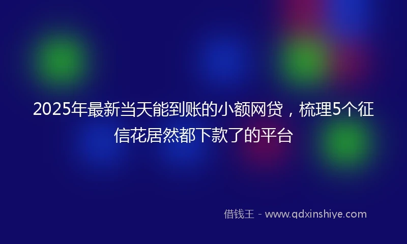 2025年最新当天能到账的小额网贷，梳理5个征信花居然都下款了的平台