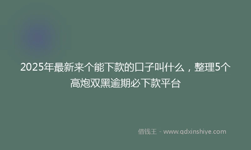 2025年最新来个能下款的口子叫什么，整理5个高炮双黑逾期必下款平台