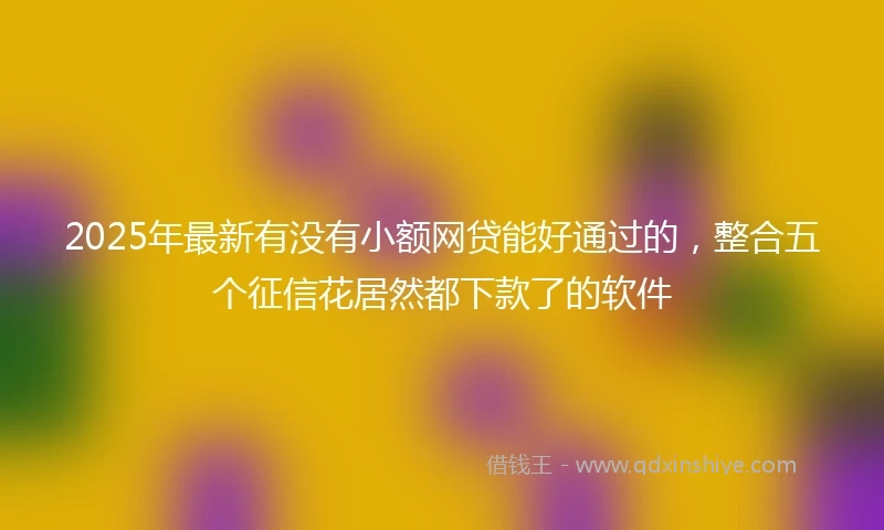 2025年最新有没有小额网贷能好通过的，整合五个征信花居然都下款了的软件