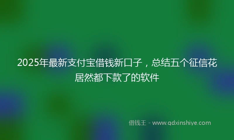 2025年最新支付宝借钱新口子，总结五个征信花居然都下款了的软件