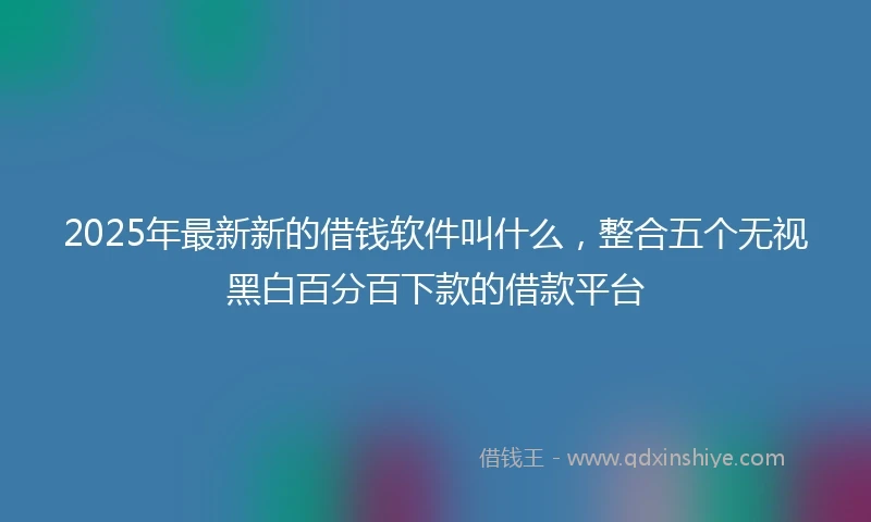 2025年最新新的借钱软件叫什么，整合五个无视黑白百分百下款的借款平台