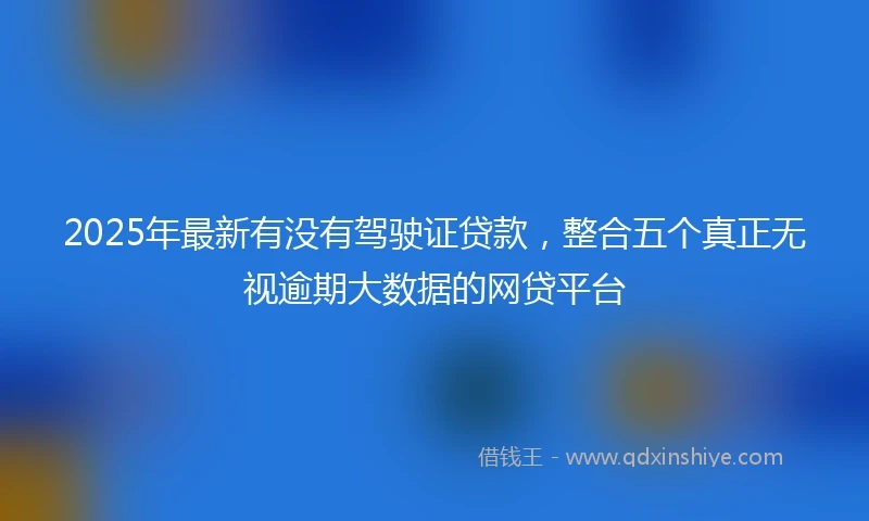 2025年最新有没有驾驶证贷款，整合五个真正无视逾期大数据的网贷平台