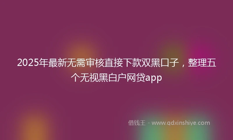 2025年最新无需审核直接下款双黑口子，整理五个无视黑白户网贷app