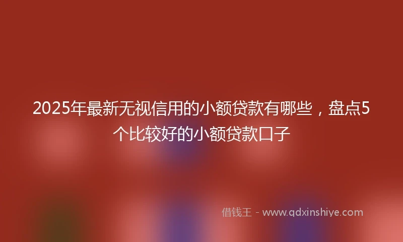 2025年最新无视信用的小额贷款有哪些，盘点5个比较好的小额贷款口子