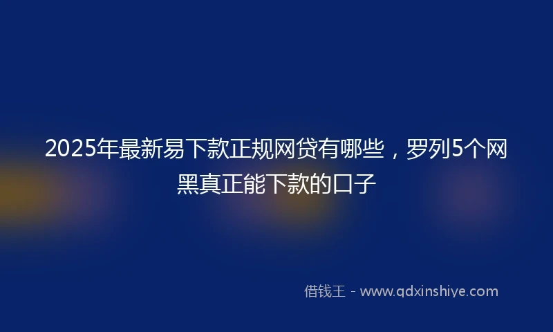 2025年最新易下款正规网贷有哪些，罗列5个网黑真正能下款的口子